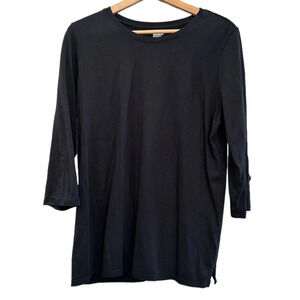 Land's End Black 3/4 Length Sleeve T-Shirt Sz L